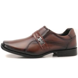 Sapato Social Masculino Couro Marrom Bico Largo Metrópole New