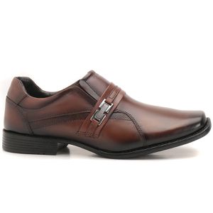 Sapato Social Masculino Couro Marrom Bico Largo Metrópole New