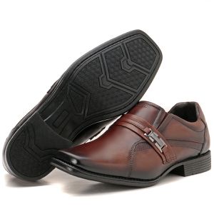 Sapato Social Masculino Couro Marrom Bico Largo Metrópole New