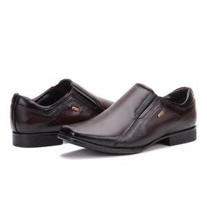Sapato Masculino Bico Quadrado Couro Marrom Metrópole New