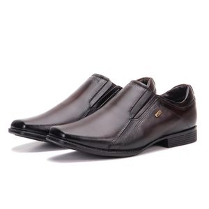 Sapato Masculino Bico Quadrado Couro Marrom Metrópole New