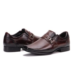 Sapato Masculino Bico Quadrado Couro Marrom Metrópole New