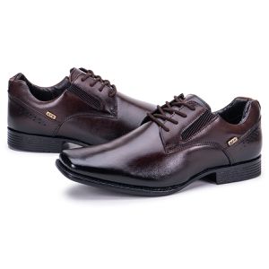Sapato Masculino de Couro Calce Fácil Castanho Metrópole New