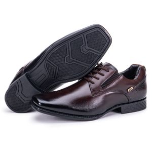 Sapato Masculino de Couro Calce Fácil Castanho Metrópole New