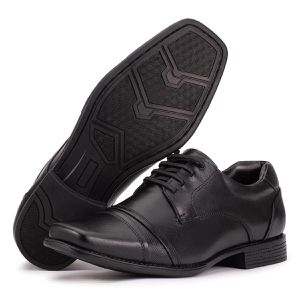 Sapato Social Couro Bico Largo Preto Metrópole New