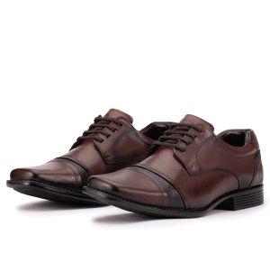 Sapato Social Couro Bico Largo Marrom Metrópole New