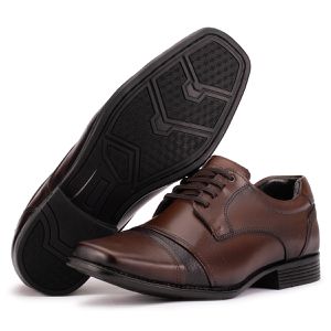 Sapato Social Couro Bico Largo Marrom Metrópole New