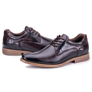 Sapato Social Masculino de Couro Moderno Macio Marrom Paris