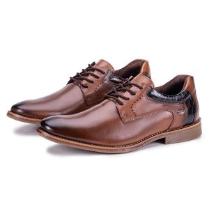 Sapato Social Masculino de Couro Moderno Macio Castanho Paris