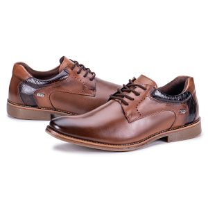 Sapato Social Masculino de Couro Moderno Macio Castanho Paris