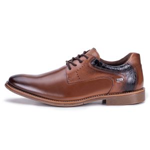 Sapato Social Masculino de Couro Moderno Macio Castanho Paris