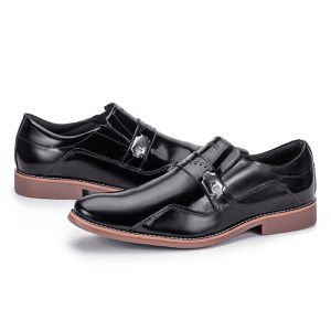 Sapato Social Moderno Masculino de Couro Verniz Preto Paris