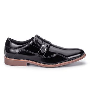 Sapato Social Moderno Masculino de Couro Verniz Preto Paris