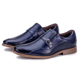 Sapato Social Moderno Masculino de Couro Macio Marinho Paris