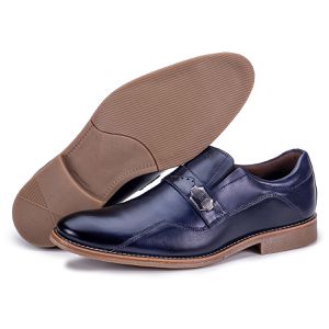 Sapato Social Moderno Masculino de Couro Macio Marinho Paris