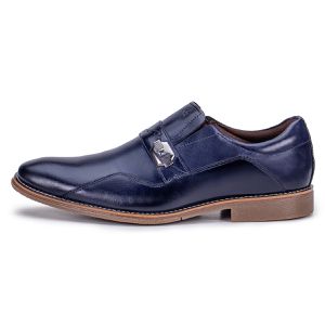 Sapato Social Moderno Masculino de Couro Macio Marinho Paris