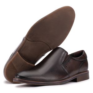 Sapato Derby Masculino Couro Café Bico Redondo Paris