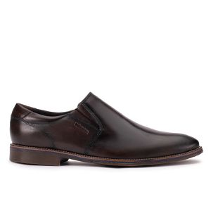 Sapato Derby Masculino Couro Café Bico Redondo Paris