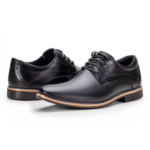 Sapato Social Preto Masculino de Couro Paris Premium 