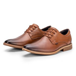 Sapato Social Castanho Masculino de Couro Paris Premium