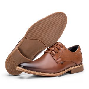 Sapato Social Castanho Masculino de Couro Paris Premium