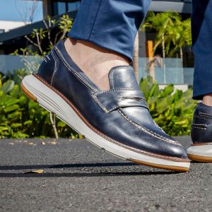 Sapato Casual De Couro Masculino Mocassim Marinho Copenhagen