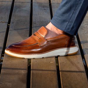 Sapato Casual De Couro Masculino Mocassim Marrom Copenhagen