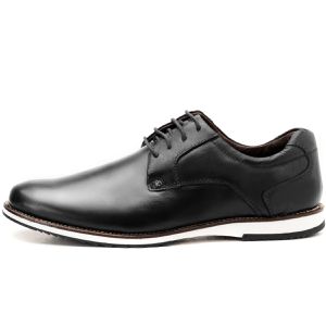 Sapato Oxford Casual Em Couro Preto Brogue Confortável Play