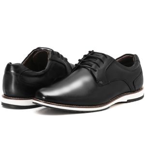Sapato Oxford Casual Em Couro Preto Brogue Confortável Play