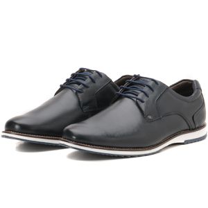 Sapato Oxford Casual Em Couro Azul Brogue Confortável Play