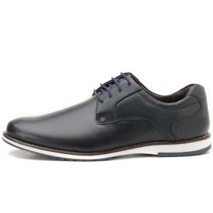 Sapato Oxford Casual Em Couro Azul Brogue Confortável Play