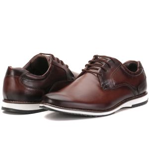 Sapato Oxford Casual Em Couro Marrom Brogue Confortável Play
