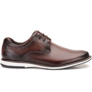 Sapato Oxford Casual Em Couro Marrom Brogue Confortável Play