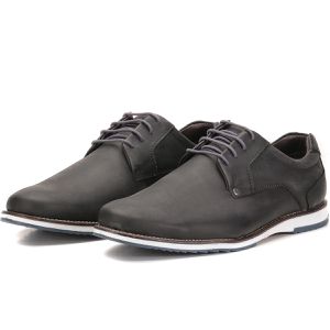 Sapato Oxford Casual Em Couro Cinza Brogue Confortável Play