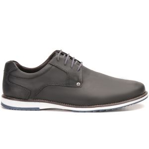 Sapato Oxford Casual Em Couro Cinza Brogue Confortável Play