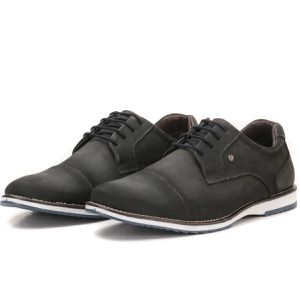 Sapato Oxford Em Couro Fino Chumbo Clássico Espumado Play