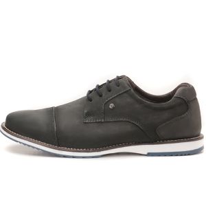 Sapato Oxford Em Couro Fino Chumbo Clássico Espumado Play