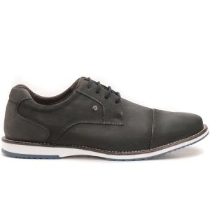 Sapato Oxford Em Couro Fino Chumbo Clássico Espumado Play