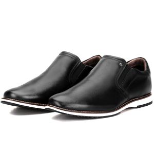 Sapato Oxford Em Couro Calce Fácil Preto Confortável Play