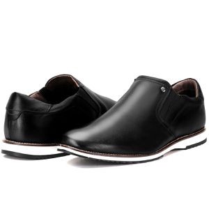 Sapato Oxford Em Couro Calce Fácil Preto Confortável Play