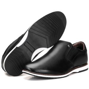 Sapato Oxford Em Couro Calce Fácil Preto Confortável Play