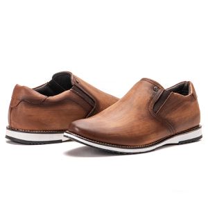 Sapato Oxford De Couro Marrom Fosco Macio Bico Redondo Play