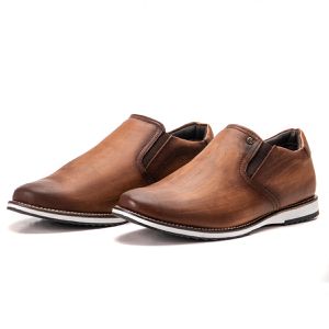 Sapato Oxford De Couro Marrom Fosco Macio Bico Redondo Play