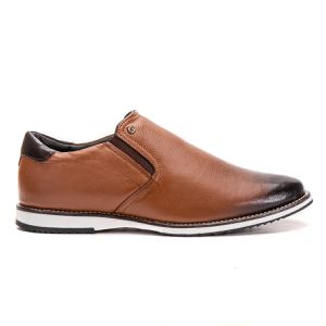 Sapato Oxford De Couro Marrom Liso Macio Bico Redondo Play