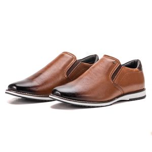 Sapato Oxford De Couro Marrom Liso Macio Bico Redondo Play