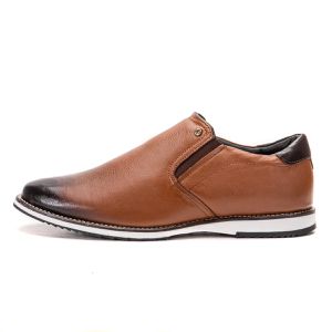 Sapato Oxford De Couro Marrom Liso Macio Bico Redondo Play