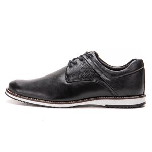 Sapato Oxford De Couro Preto Bico Redondo Com Cadarço Play