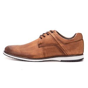 Sapato Oxford De Couro Castanho Bico Redondo Com Cadarço Play