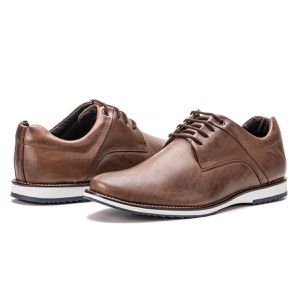 Sapato Oxford De Couro Marrom Bico Redondo Com Cadarço Play