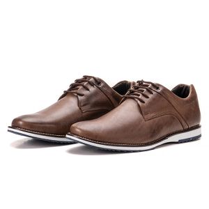 Sapato Oxford De Couro Marrom Bico Redondo Com Cadarço Play